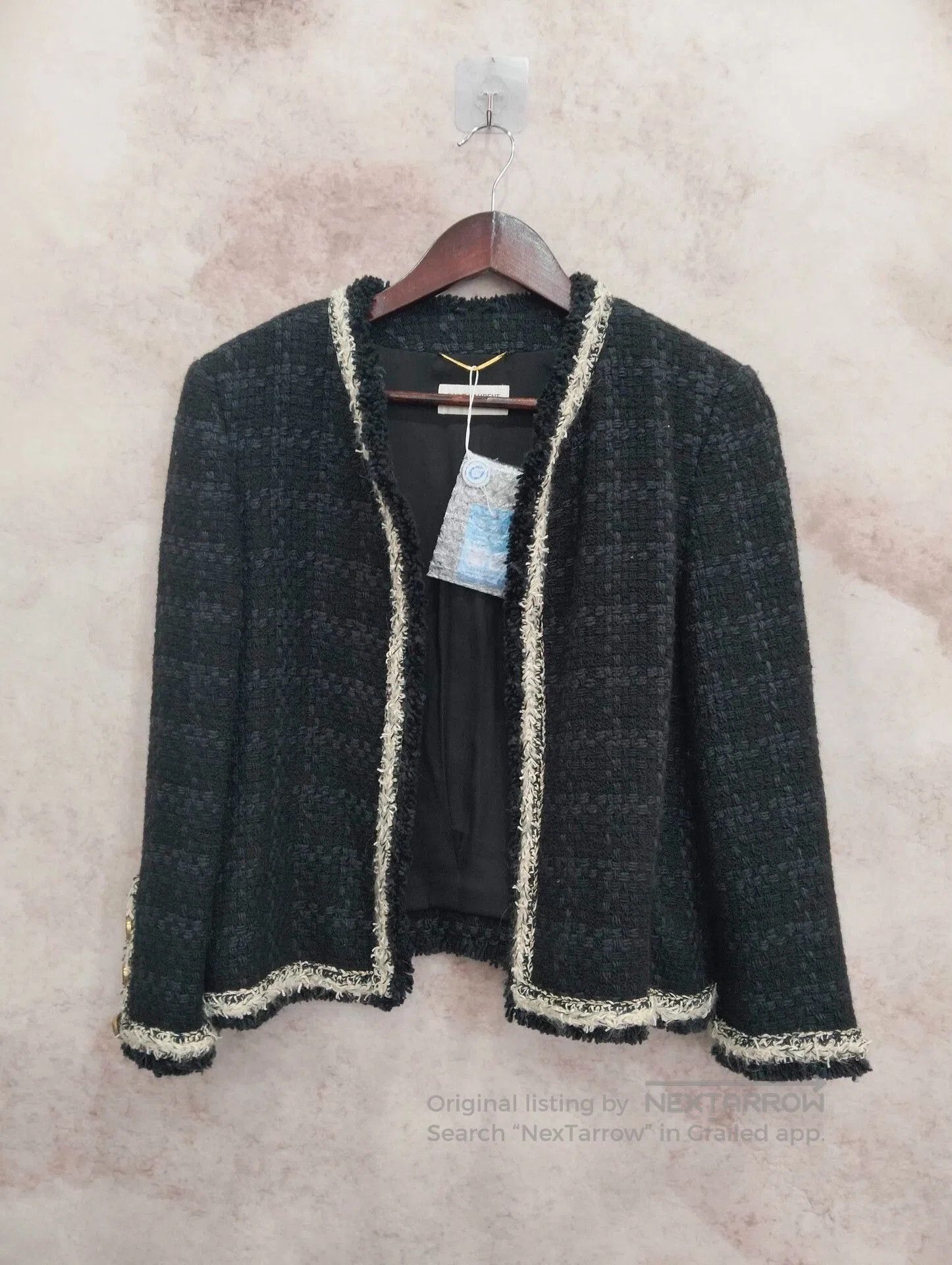 Saint Laurent Paris SAINT LAURENT Black Tweed Woven Jacket. Size M / US 6-8 / IT 42-44 - 1 Thumbnail