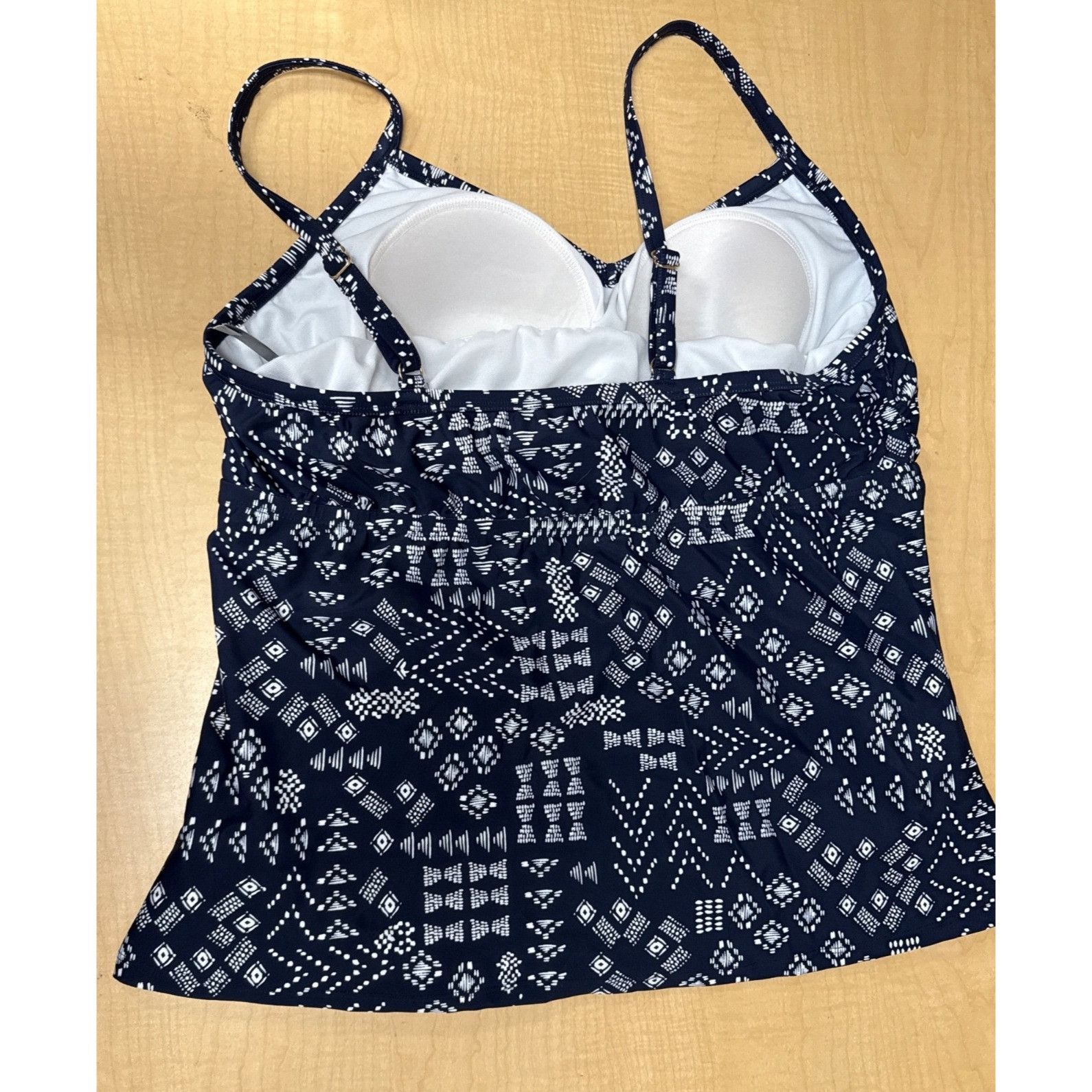 Other Kona Sol 18W Navy Geometric Print Tankini Top Plus Size Swim Size ONE SIZE - 7 Thumbnail