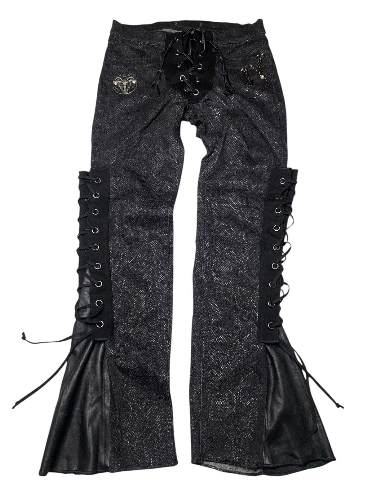 パンツ ifsixwasnine lace up IfSixWasNine 1of1 Lace-Up Pants with Crocodile Leather