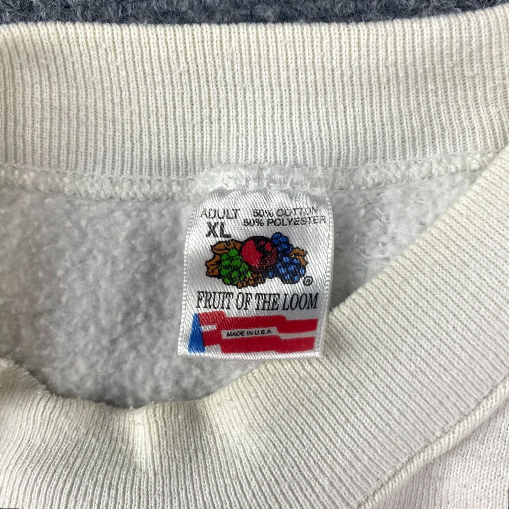 Fruit Of The Loom VINTAGE Fruit of the Loom Sweatshirt Mens XL White 2-Sided USA Made 90s Hoodie Pullover Graphic Print Crew Neck Fleece Cotton Blend Modern All Seasons Size US XL / EU 56 / 4 - 7 Thumbnail