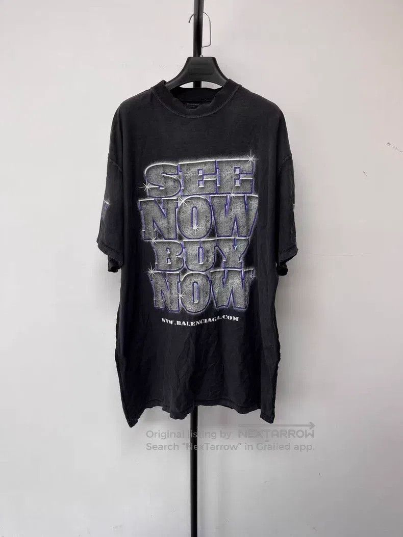 Balenciaga Balenciaga Letter print holey round neck short sleeve T-sh Size US L / EU 52-54 / 3 - 1 Thumbnail