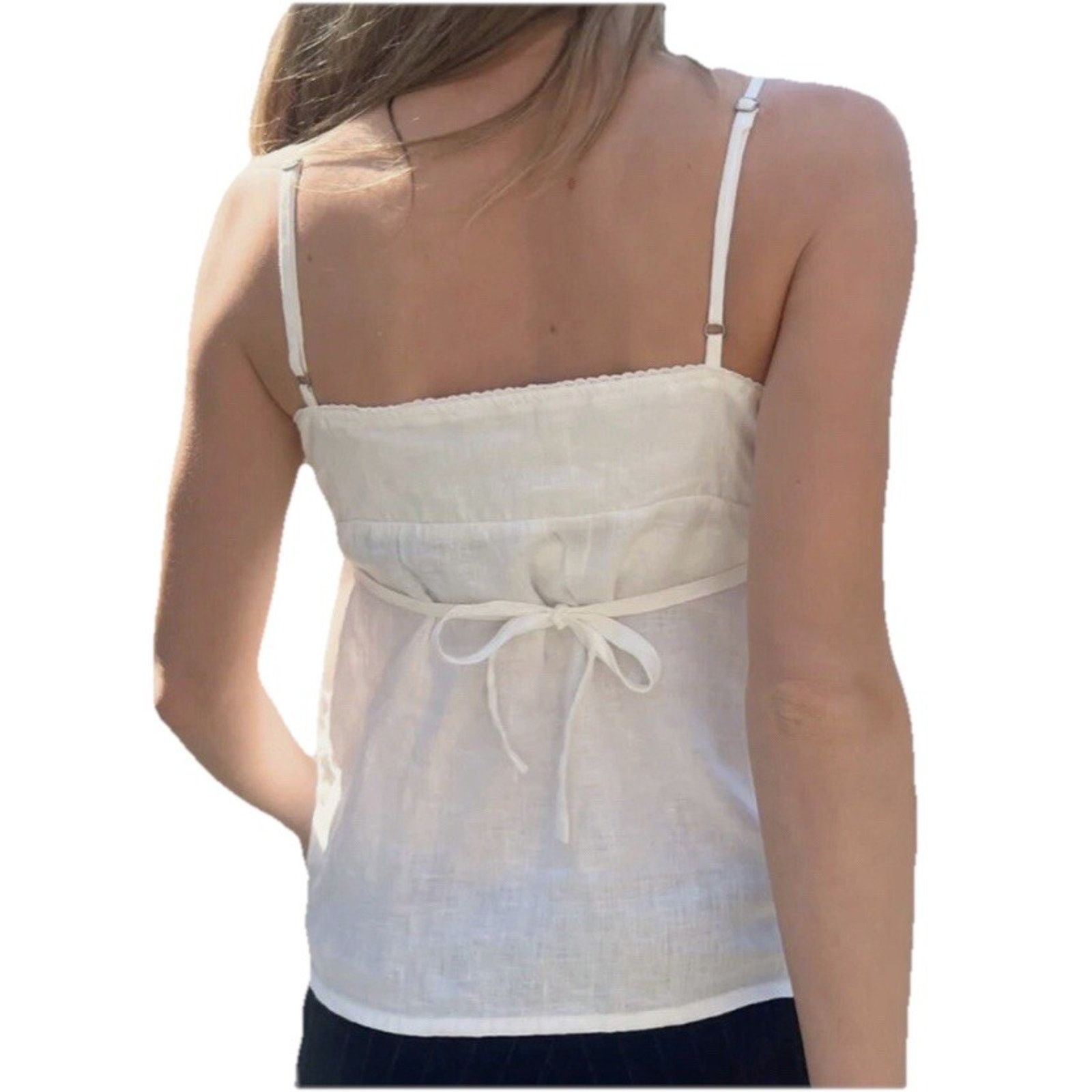 Brandy Melville Brandy Melville Edith Y2K Light Blue White Linen XS A003126 Size XS / US 0-2 / IT 36-38 - 2 Thumbnail
