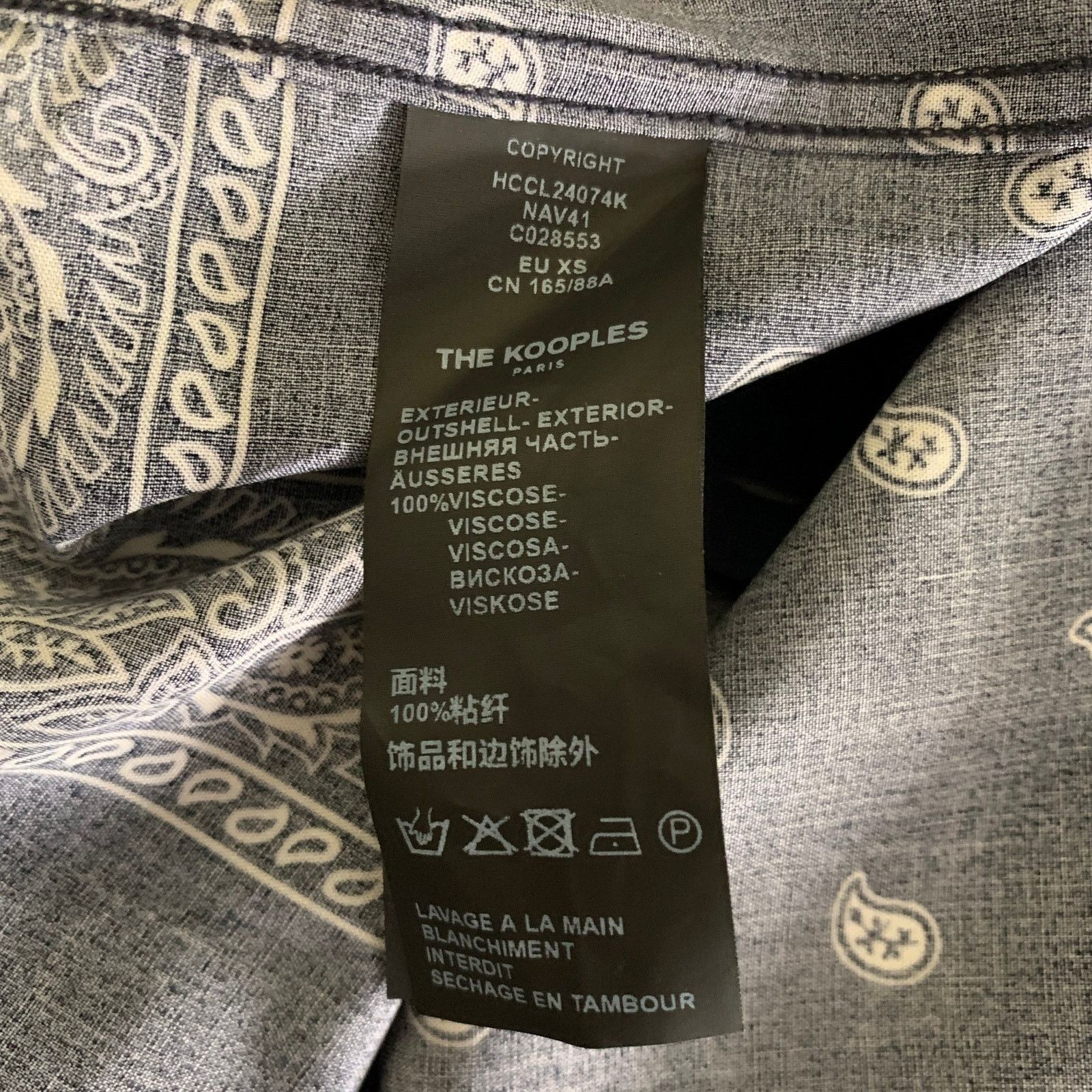 The Kooples THE KOOPLES XS Navy Bandana Viscose Camp Long Sleeve Shirt Size US XS / EU 42 / 0 - 7 Thumbnail