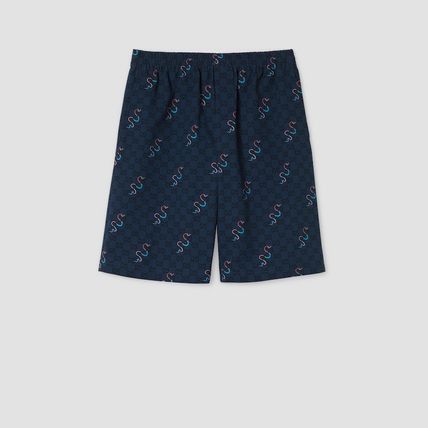 Gucci o1loc1c0226 810782 Printed Cotton Ripstop Shorts in Blue Size US 30 / EU 46 - 1 Thumbnail