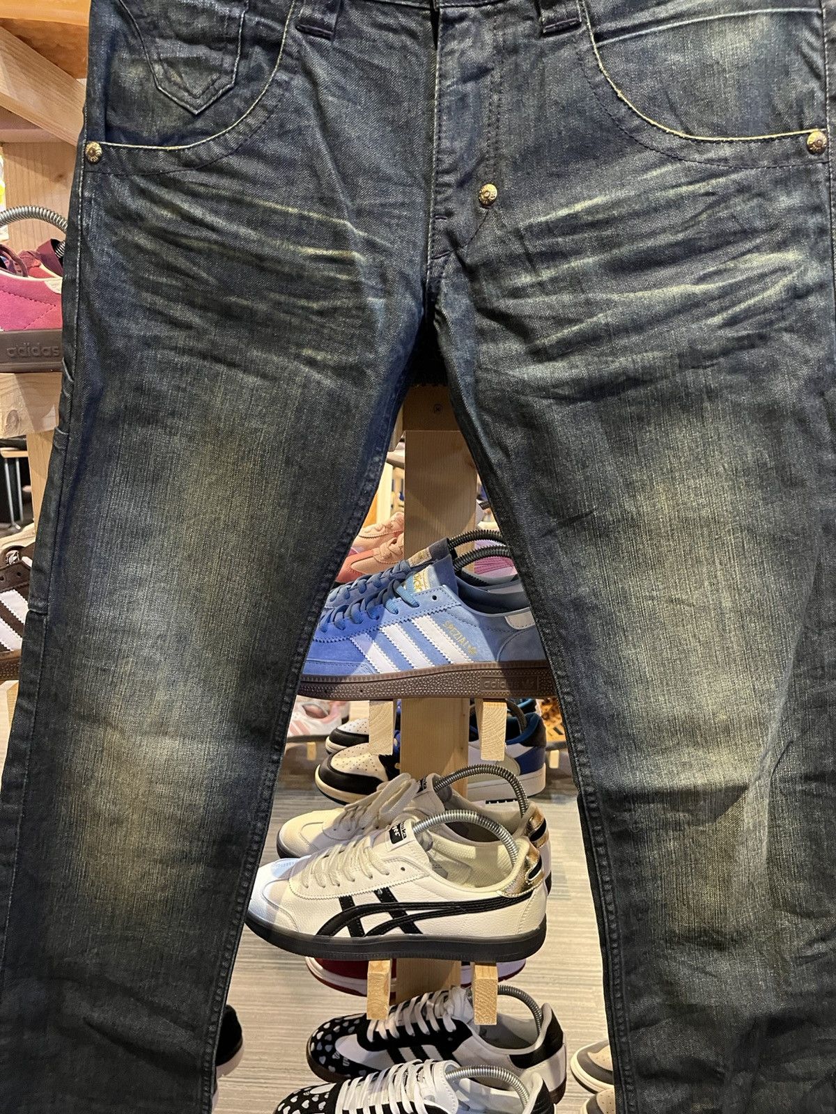 Japanese Brand Rattle Trap Faded Blue Jeans