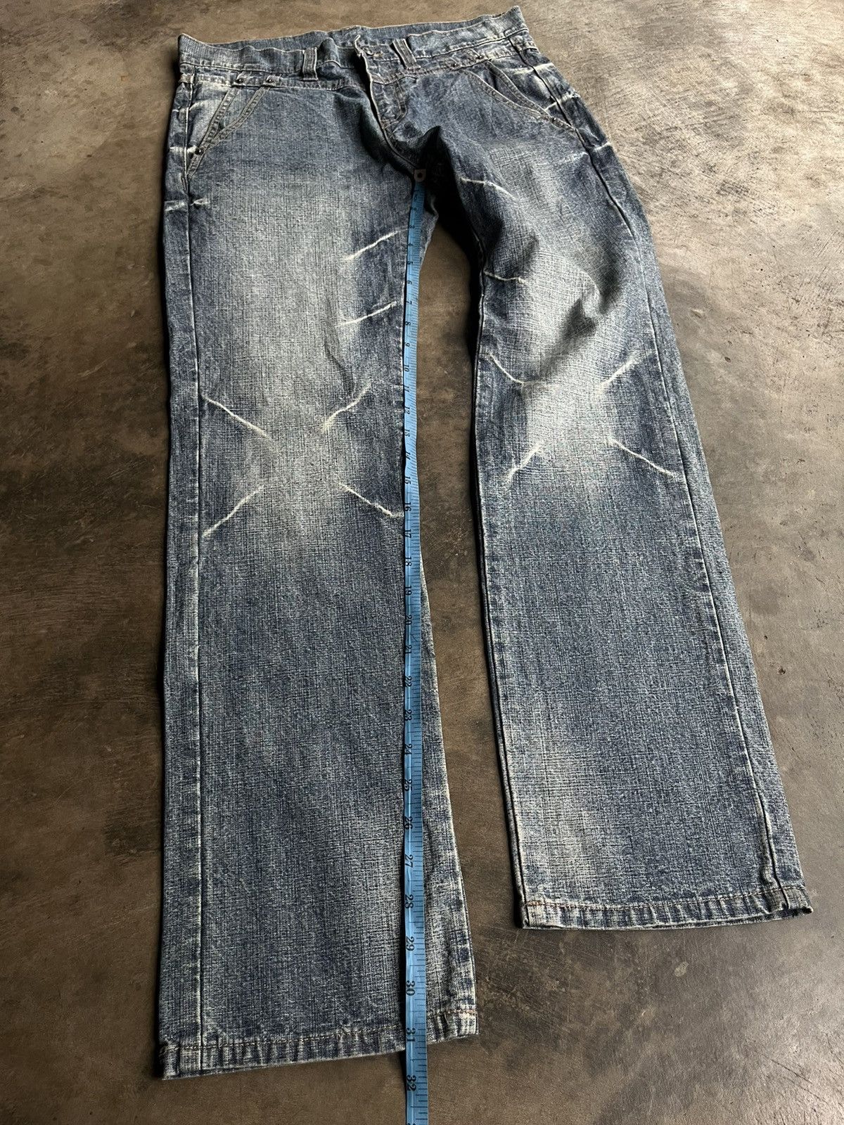 If Six Was Nine 2000s JAPANESE PPFM FADED WASH DENIM FLARE PANTS PUNK STYLE Size US 30 / EU 46 - 16 Thumbnail