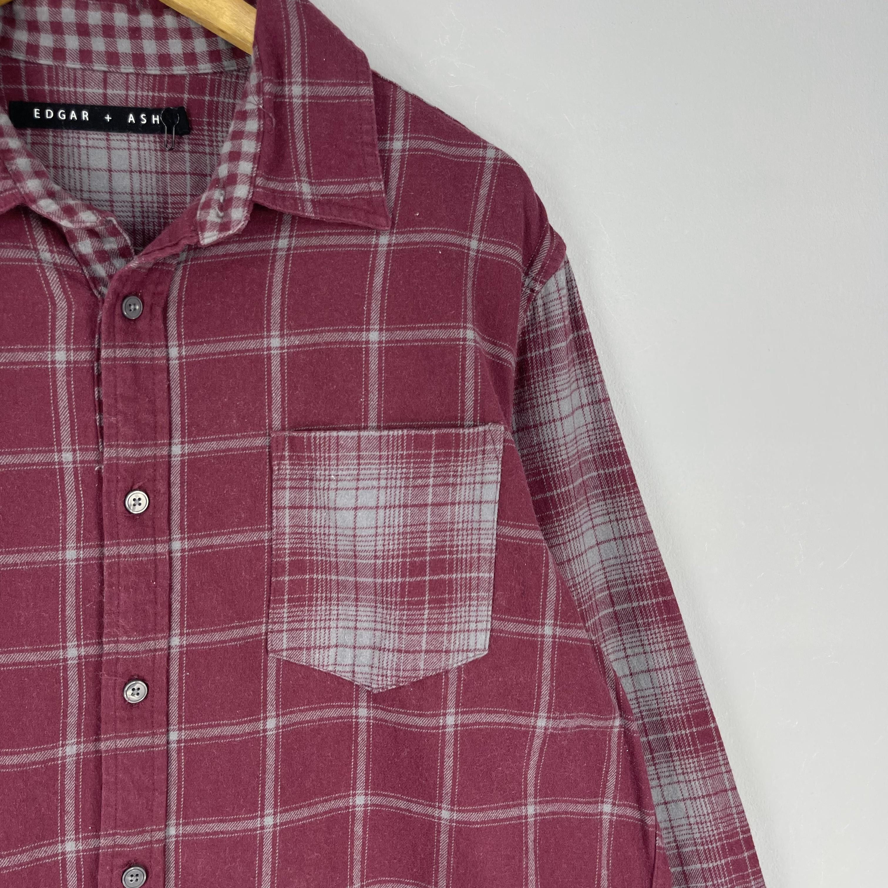 Flannel Vintage 90s Checkered Minimalist Flannel Reconstruct Shirt Size US L / EU 52-54 / 3 - 3 Thumbnail