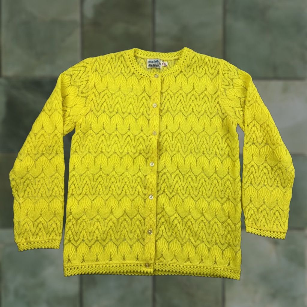 Vintage VINTAGE Miss Holly Cardigan Shirt 1960s Yellow Lace L Womens Size L / US 10 / IT 46 - 1 Thumbnail