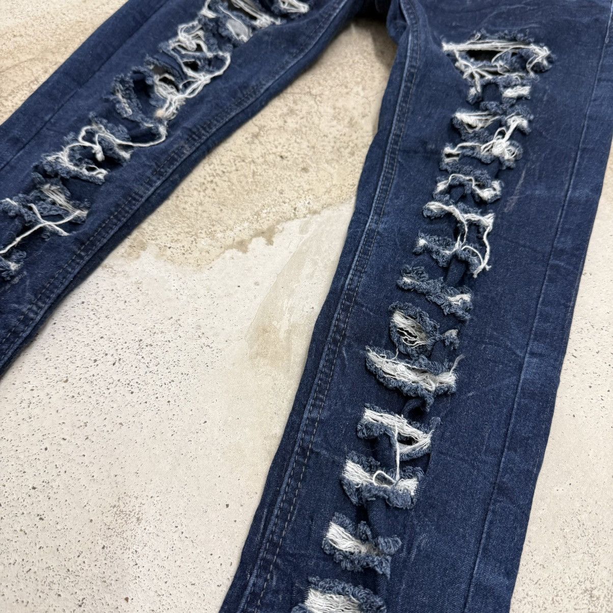 Japanese Brand Slim Skinny Fit Distressed Design Pants Size 24" / US 00 / IT 34 - 6 Thumbnail