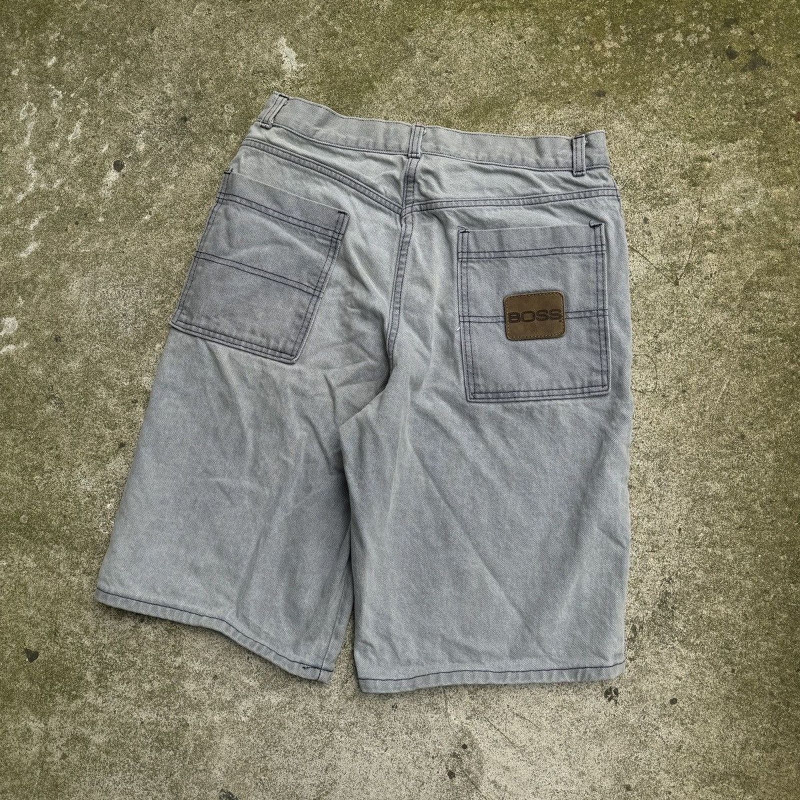 JNCO VINTAGE Y2K BOSS BAGGY FADED THRASHED DENIM JEAN SHORTS Size US 32 / EU 48 - 10 Thumbnail