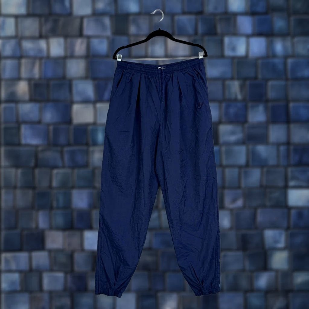 Nike Nike Pants Mens XL Blue Track Windbreaker Ankle Zip Pockets Nylon Tapered Sports Baggy Casual Activewear Size US 36 / EU 52 - 1 Thumbnail