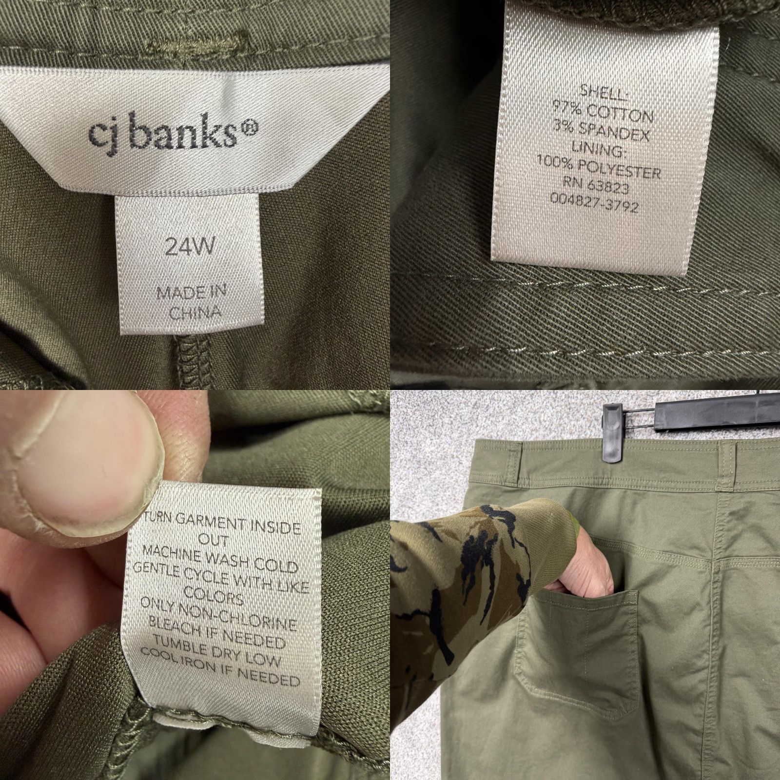 Vintage CJ Banks Skort Women 24W Plus Green Twill Pockets Knee Length Skirt Lined Stretch Casual Travel Vintage No Size 42" / US 20 - 9 Thumbnail