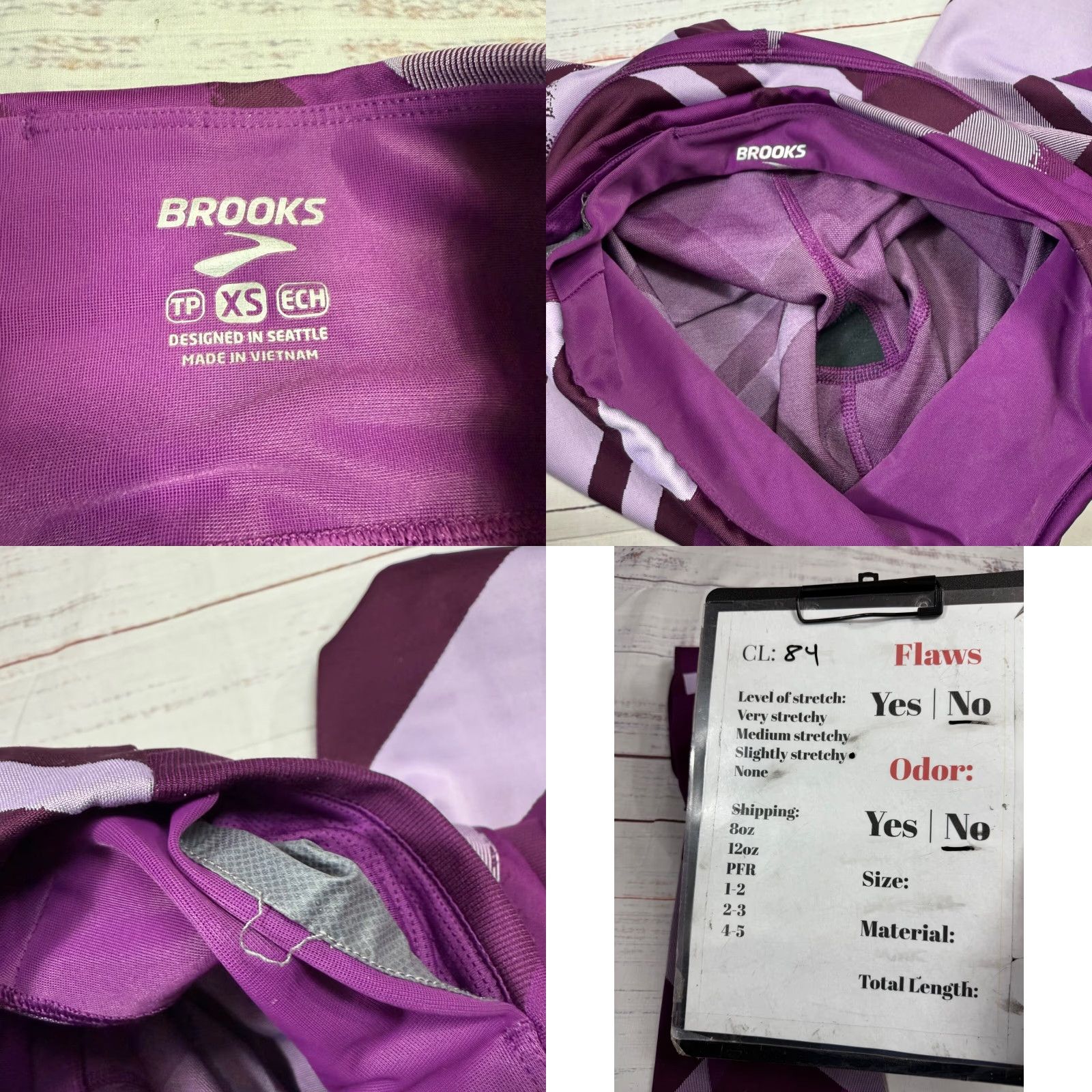 Brooks Brooks Cropped Leggings Womens XS Purple Print Running & Jogging Activewear Slim Fit Pull On Size 26" / US 2 / IT 38 - 8 Thumbnail