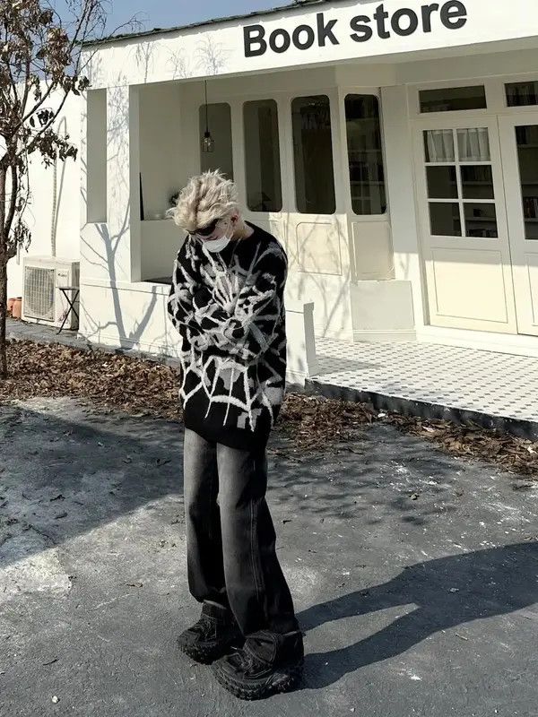 VIBE Spider Web Sweater Pullover y2k Size US L / EU 52-54 / 3 - 4 Thumbnail