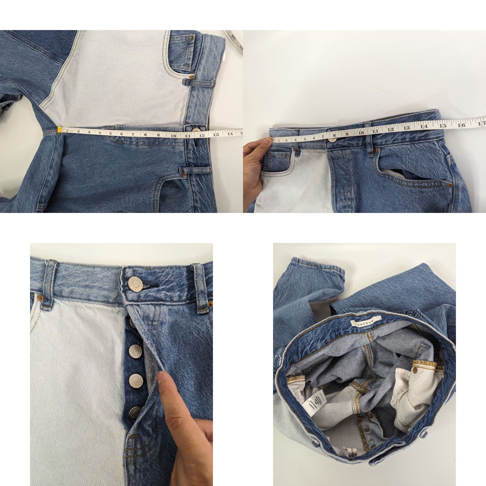 Pacsun PacSun Jeans Women Patchwork Eco Two-Tone Colorblock High Rise Straight Leg Size 28 Blue 100% Cotton Denim Size 28" / US 6 / IT 42 - 8 Thumbnail