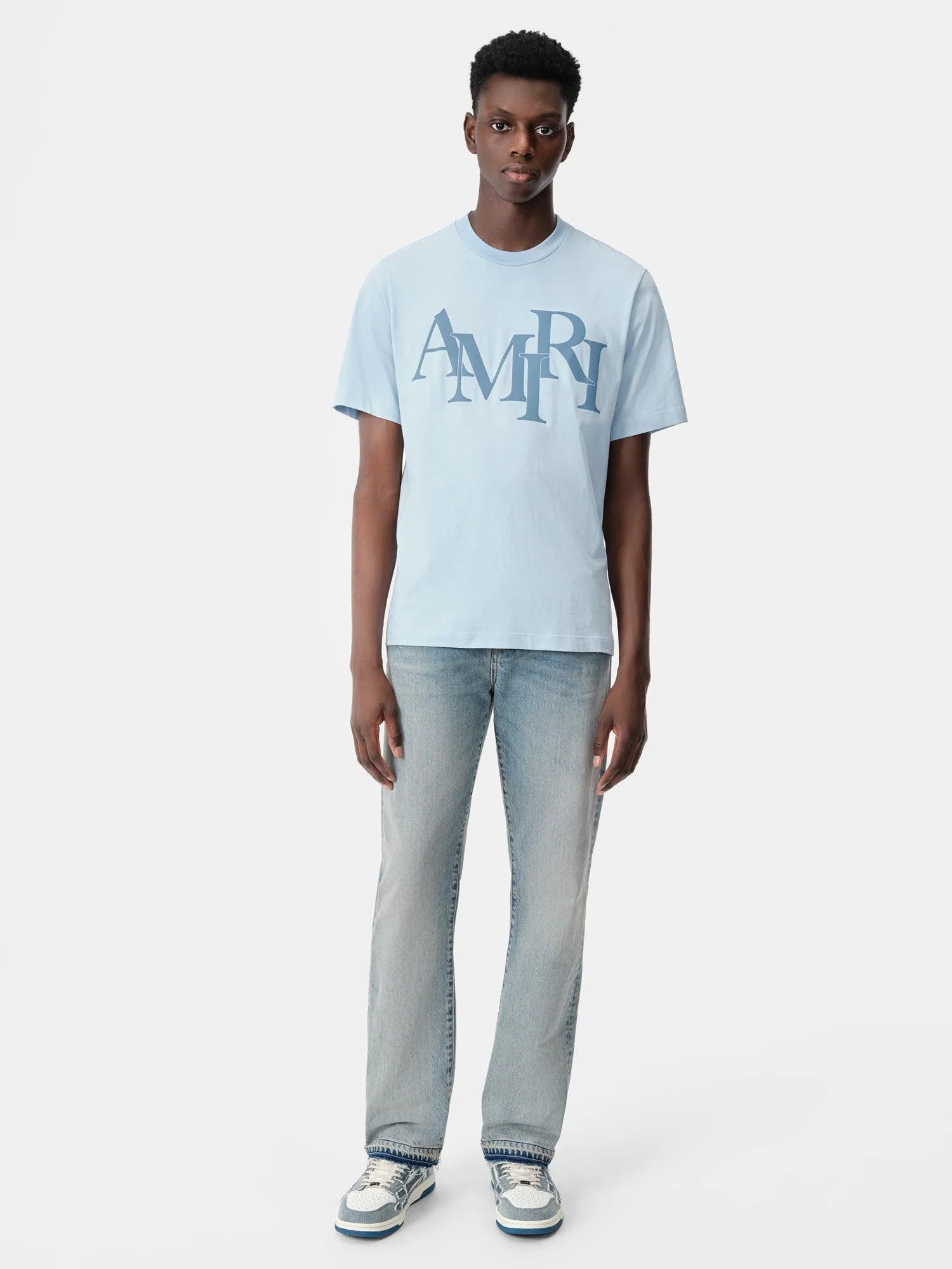 Amiri o1s1wg110525 Staggered T-Shirt in Blue Size US M / EU 48-50 / 2 - 1 Thumbnail