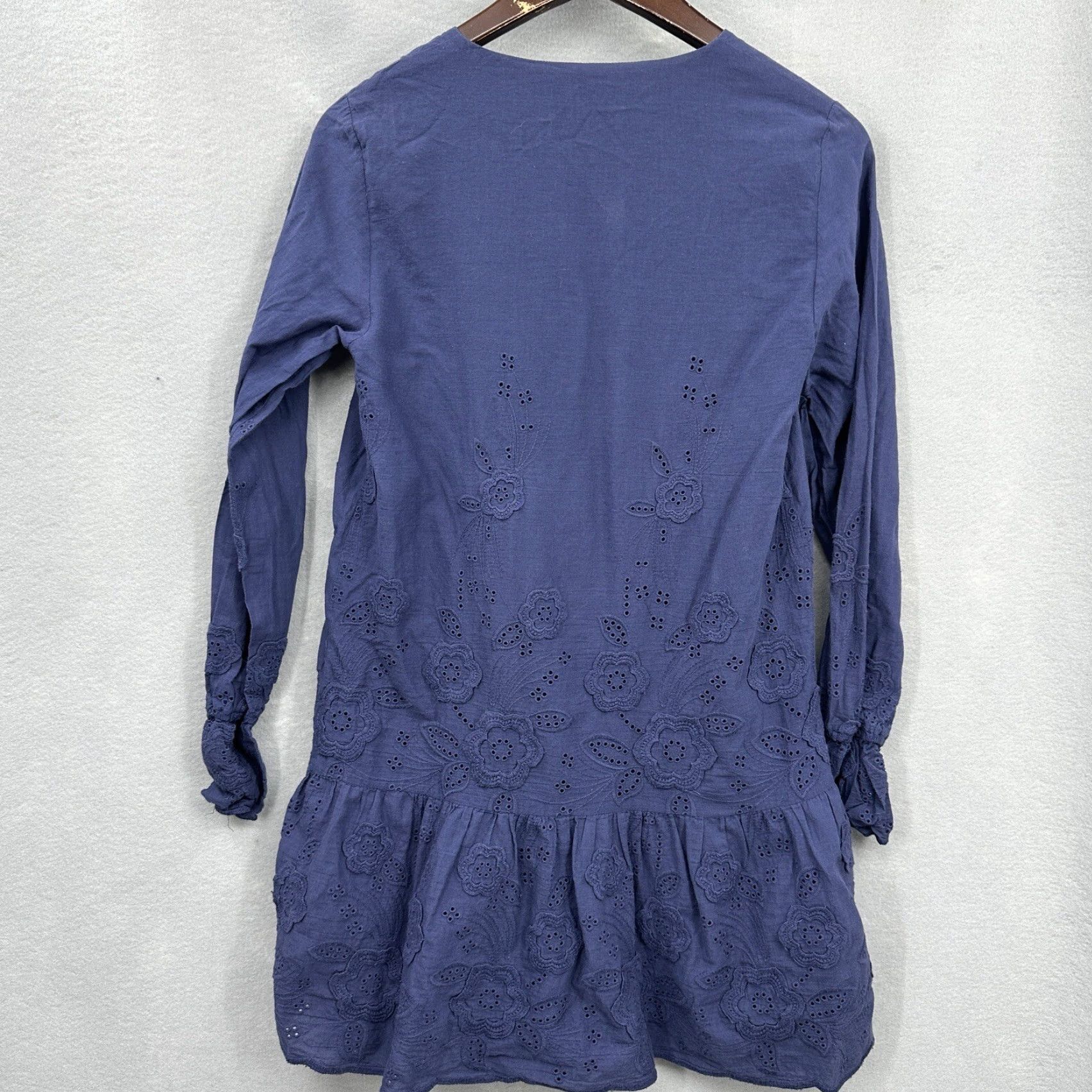 Bell Sail to Sable Dress - Mini Lace Bell Sleeve Blue - Women's XS - Preppy Casual Shift Dress Size XS / US 0-2 / IT 36-38 - 4 Thumbnail