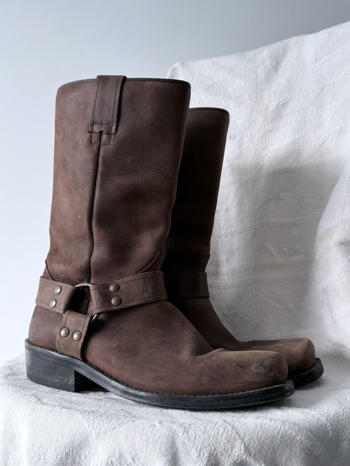Cowboy Equipment Vintage Rodeo Cowboy Western Biker Leather Boots Size US 6.5 / EU 39-40 - 2 Thumbnail