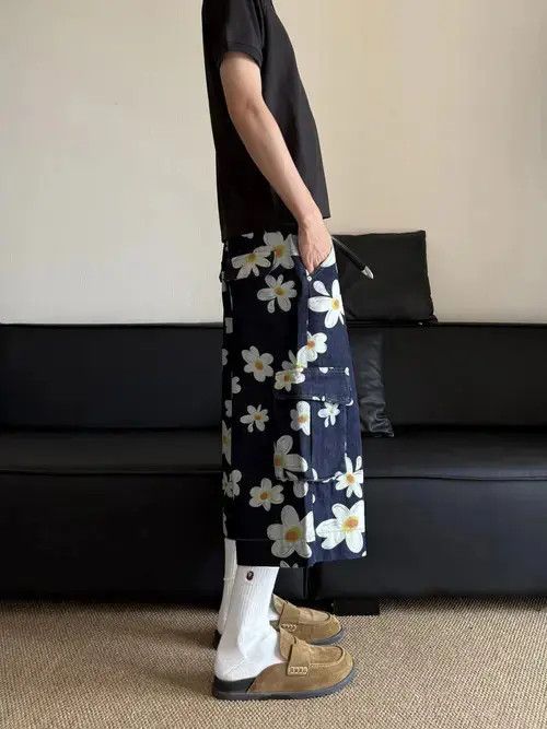 Other Floral Print Cargo Wide Leg Shorts, Wide Leg Jorts Size US 32 / EU 48 - 4 Thumbnail