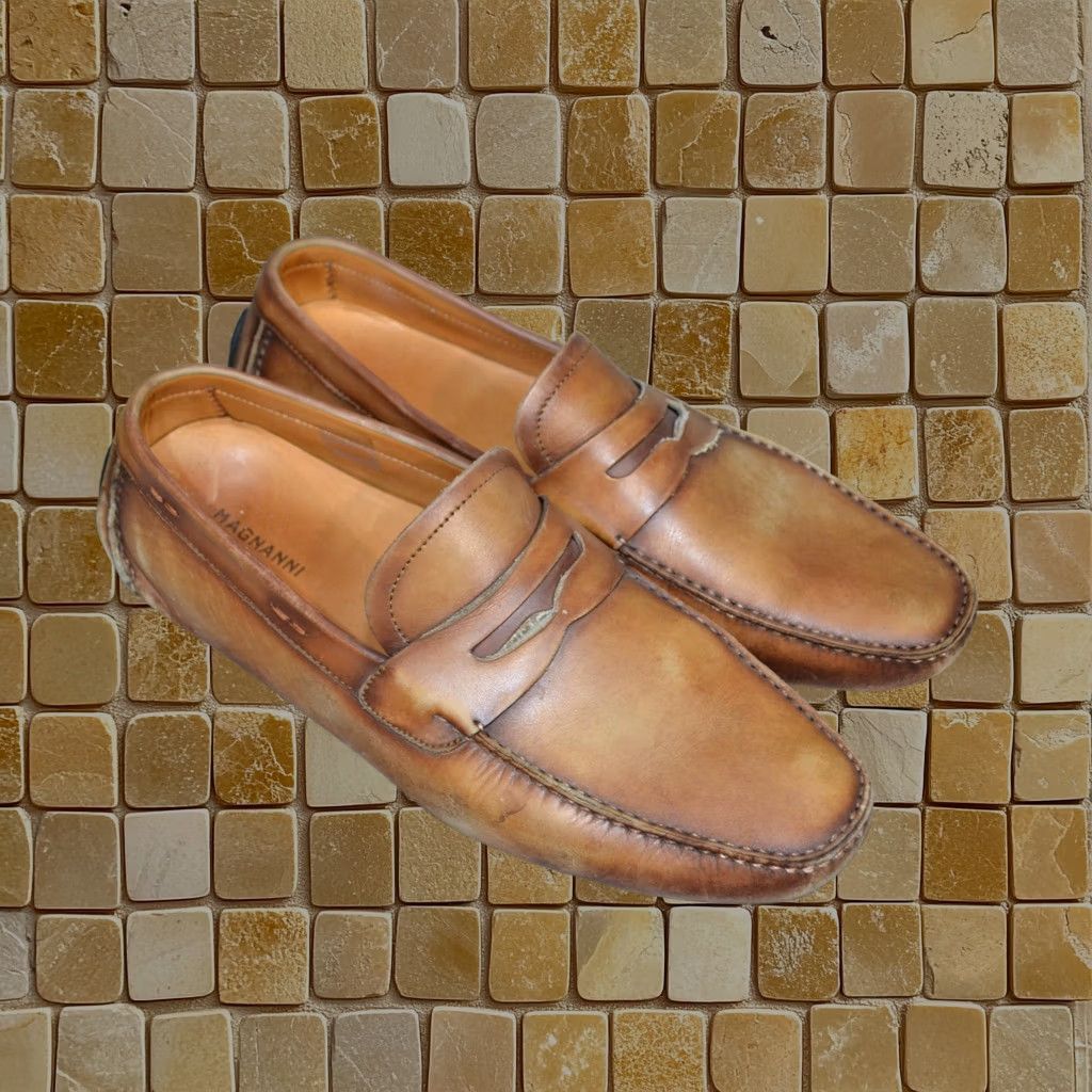 Magnanni Mens Brown Leather Penny Loafers 11.5 Slip On Casual Shoes 15759, Men's (Size 12)