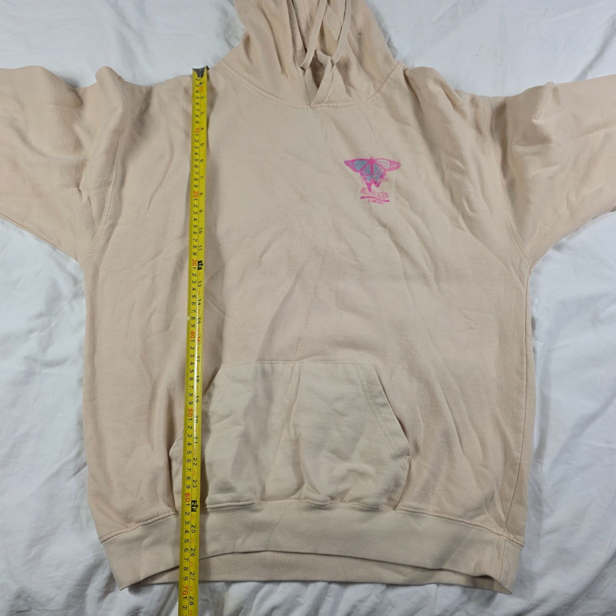 Pacsun PacSun Free Soul Mens XL Beige Butterfly Graphic Hoodie Ligh Size US XL / EU 56 / 4 - 7 Thumbnail