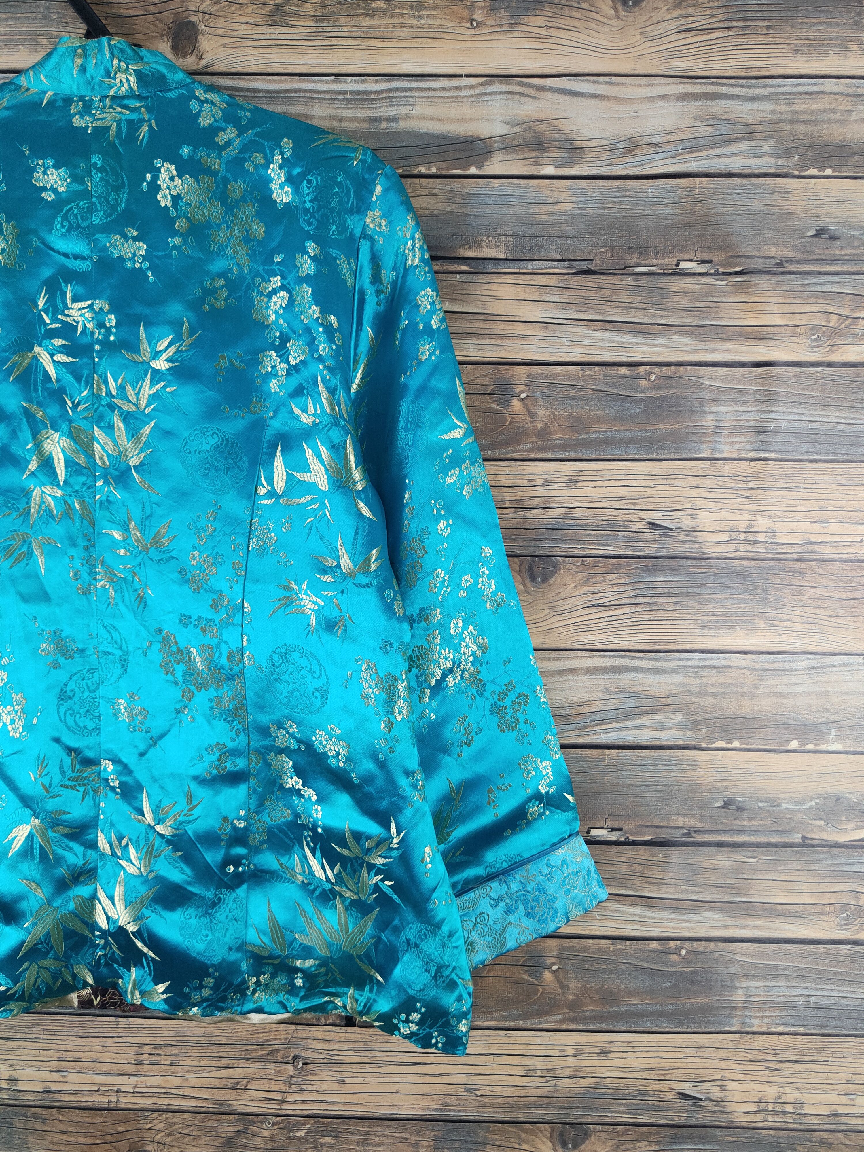 Japanese Brand × Vintage DL Japan reversible Turquoise Beige Cheongsam #2691 Size US M / EU 48-50 / 2 - 9 Thumbnail