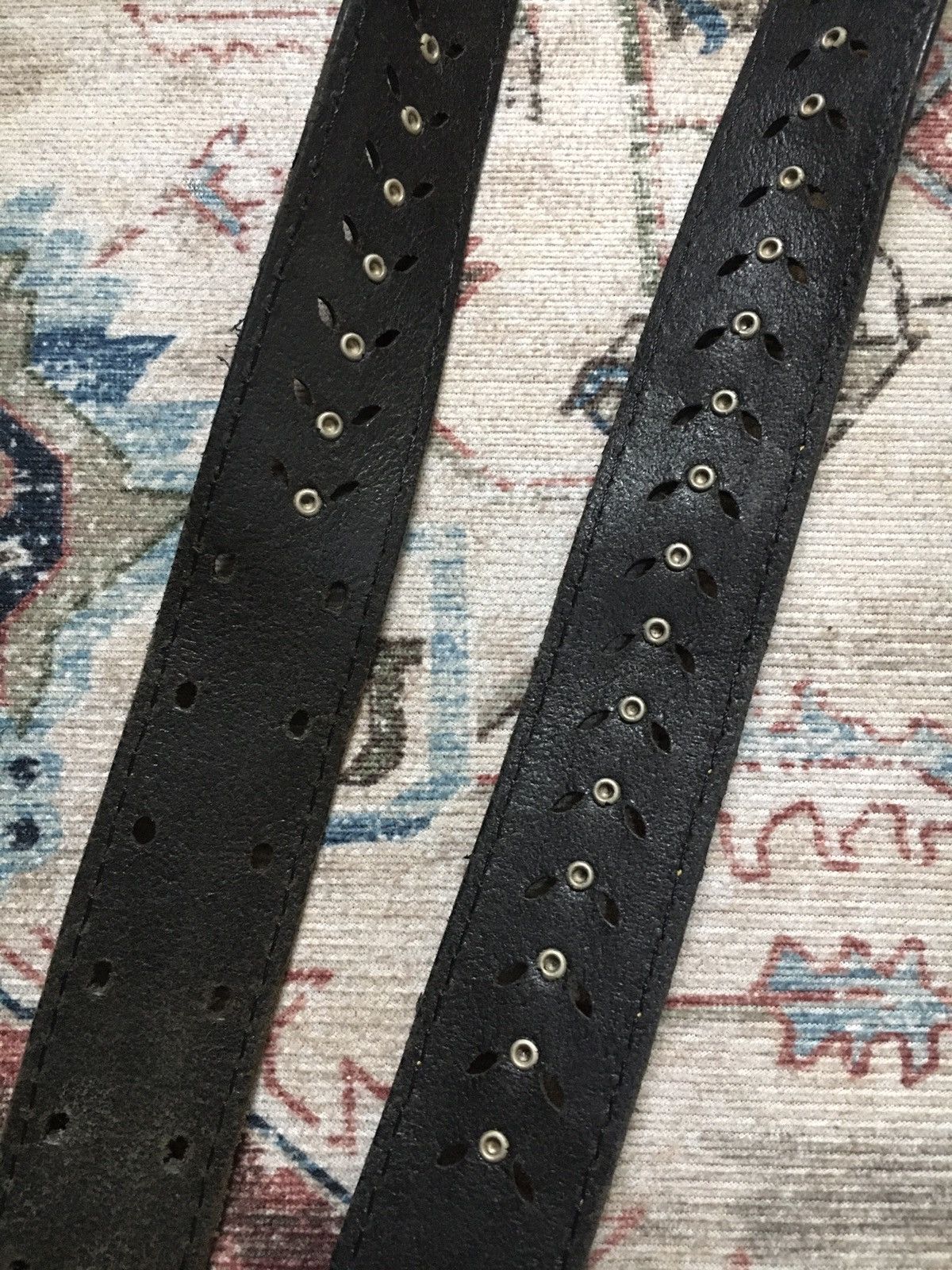 If Six Was Nine × Japanese Brand × Le Grande Bleu (L.G.B.) Black Leather 2 prongs Studded Belt Size ONE SIZE - 5 Thumbnail