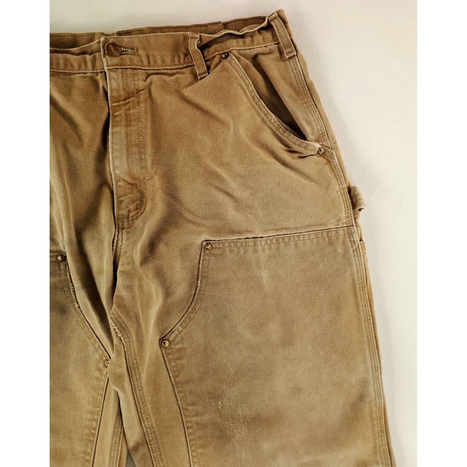 Carhartt VINTAGE Carhartt Pants Carpenter Mens 36x32 Brown Distressed 80s 90s Double Knee Brown Size US 36 / EU 52 - 4 Thumbnail