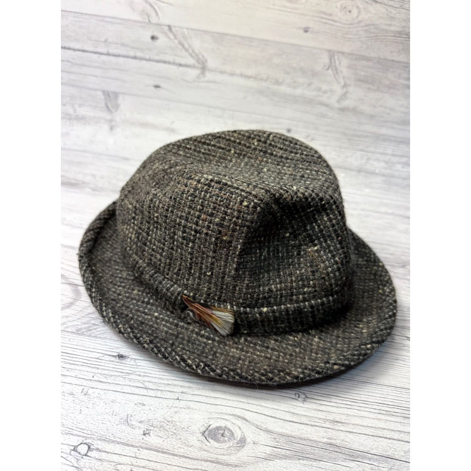 Vintage Jonathan Richard Ireland Donegal Tweed Wool fedora hat Gray size M Size ONE SIZE - 3 Thumbnail