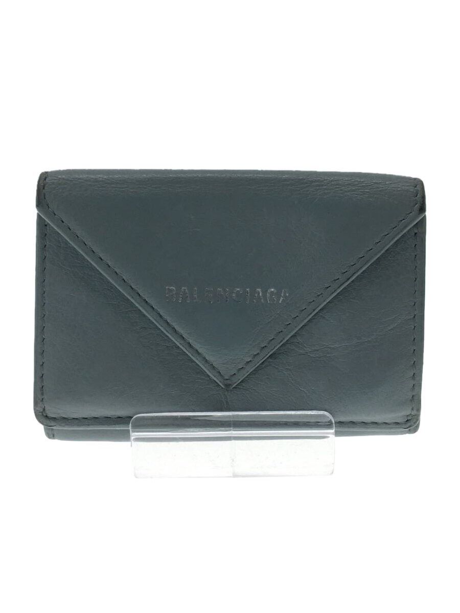 Balenciaga Balenciaga Paper Leather Mini Trifold Wallet Blue Size ONE SIZE - 1 Thumbnail