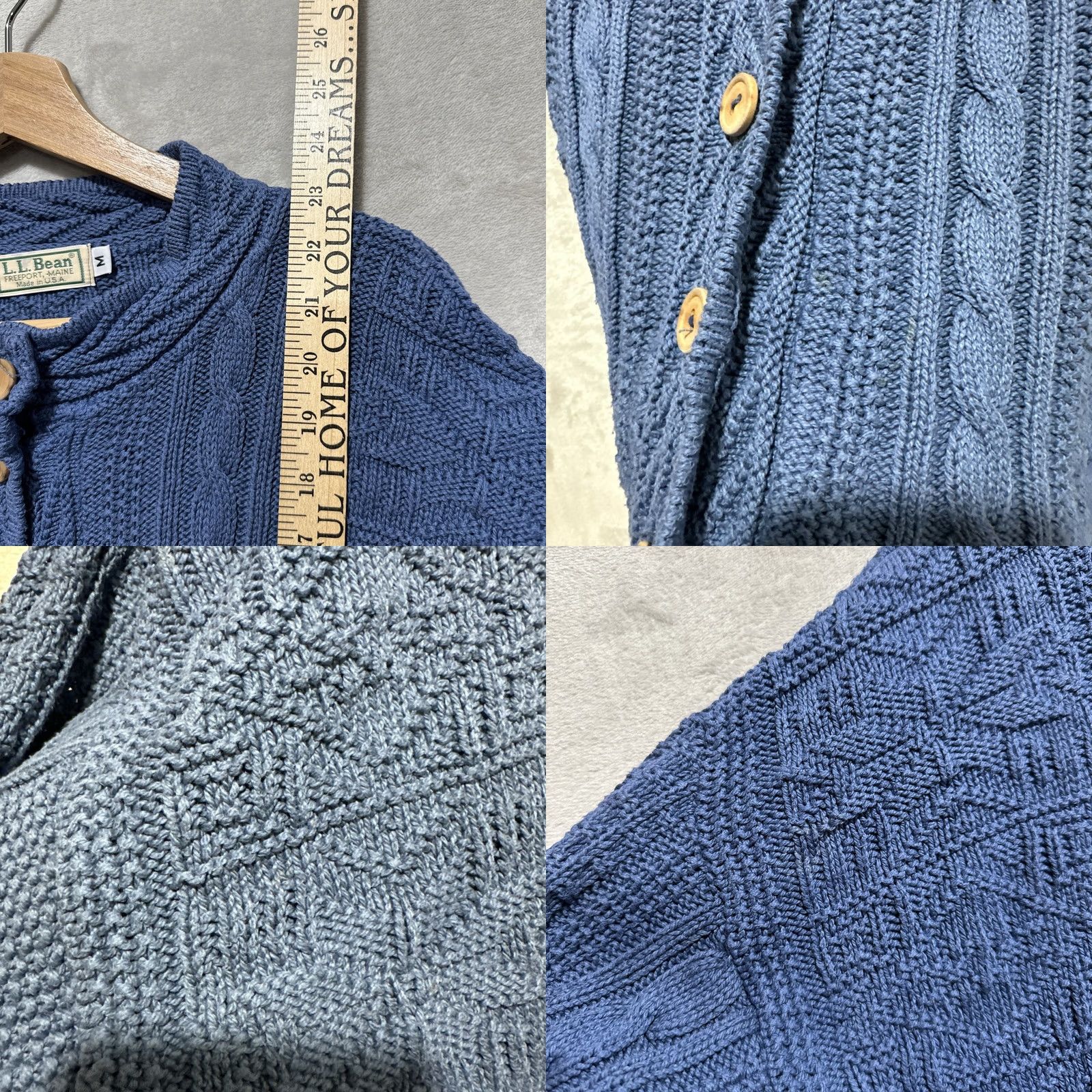 Vintage VINTAGE L.L. Bean Cardigan Sweater Womens Medium Blue 100% Cotton Cable Knit Size M / US 6-8 / IT 42-44 - 8 Thumbnail