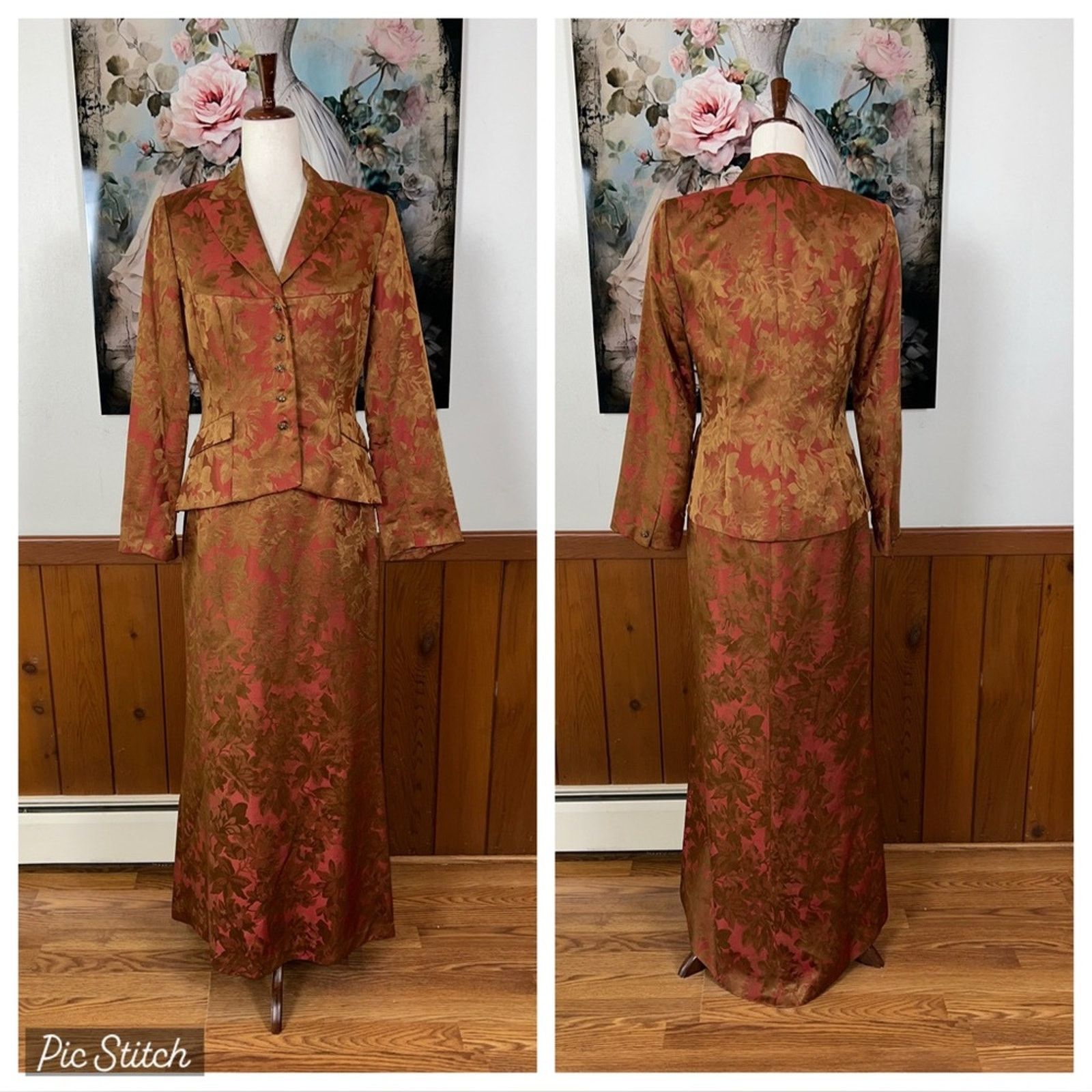 Other Vintage Kay Unger Silk Floral Mother of the Bride Gown! Size M / US 6-8 / IT 42-44 - 1 Thumbnail
