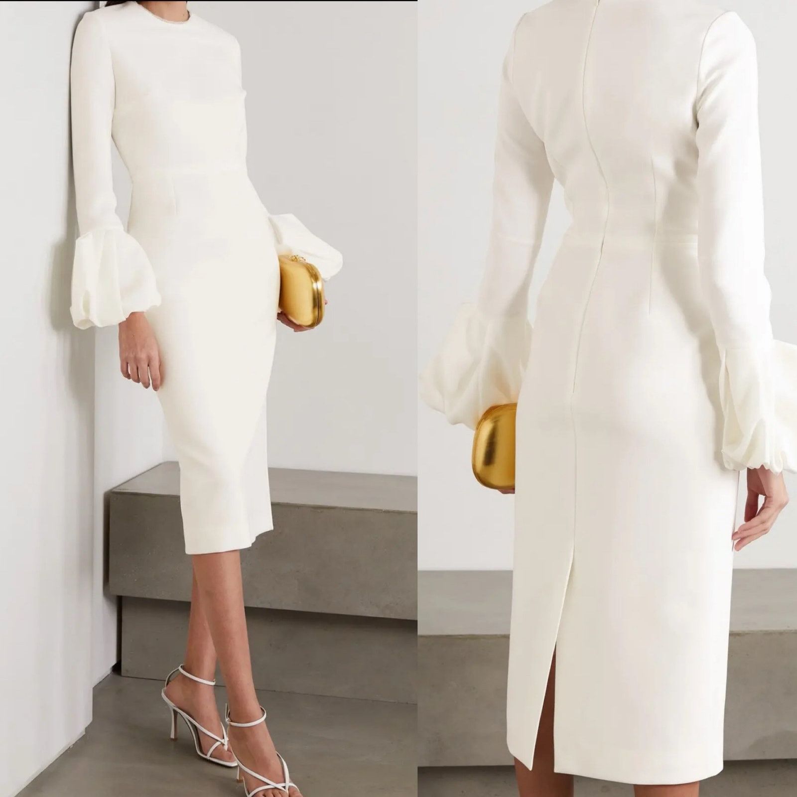ROKSANDA ROKSANDA Lena Tulle-Trimmed Cady Midi Ivory Dress sz US 6 Size M / US 6-8 / IT 42-44 - 1 Thumbnail
