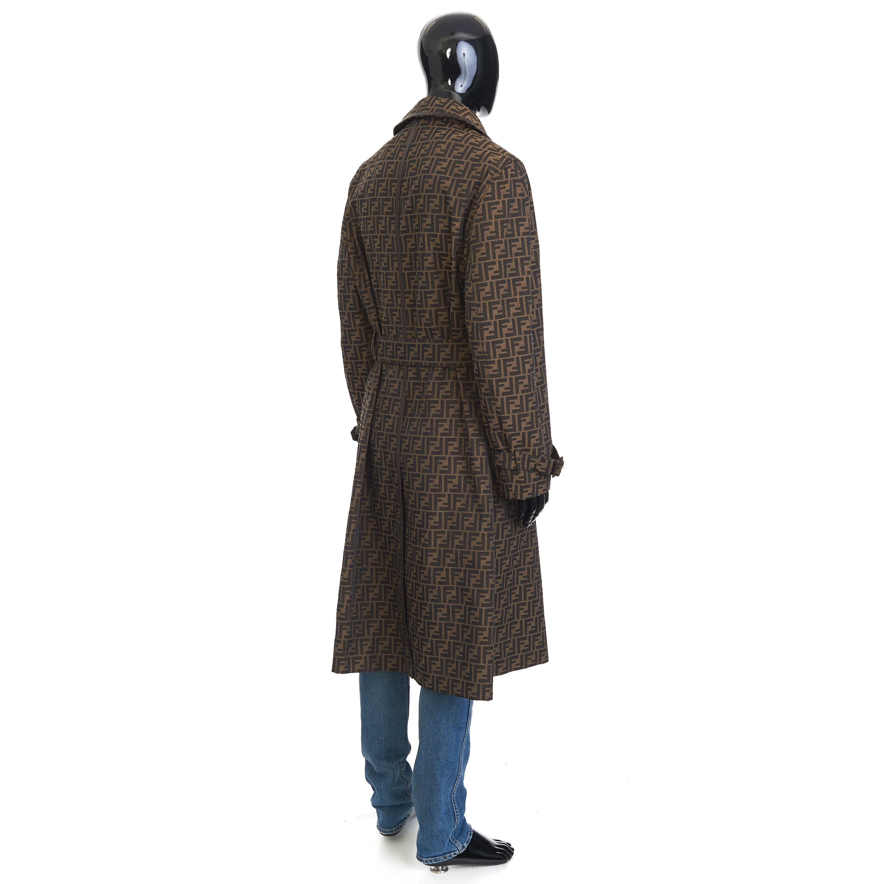 Fendi Double Breasted Trench Coat In Brown FF Jacquard Fabric Size US M / EU 48-50 / 2 - 8 Thumbnail