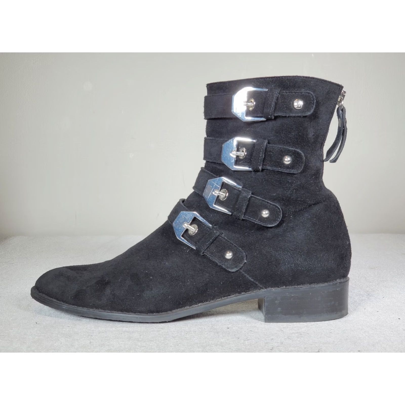 Stuart Weitzman Stuart Weitzman Jittermacho Moto Bootie Boots Black Suede Buckle Straps Women's US 8.5 Size US 9 / IT 39 - 5 Thumbnail