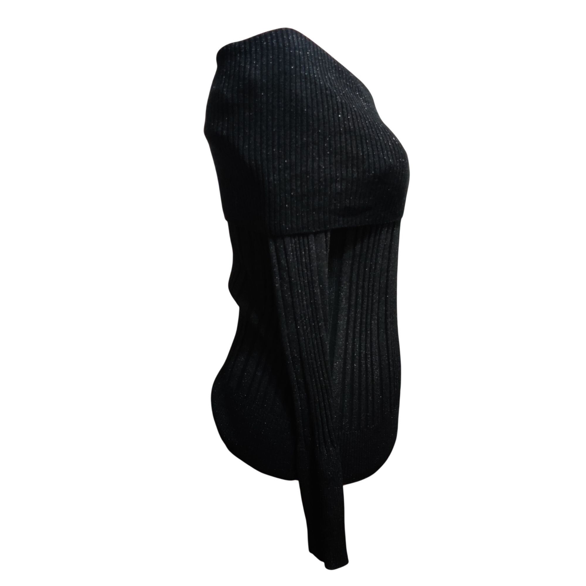 Other GNW L Womens Black Sweater Ribbed Metallic Cowl Neck Stretch Size L / US 10 / IT 46 - 15 Thumbnail