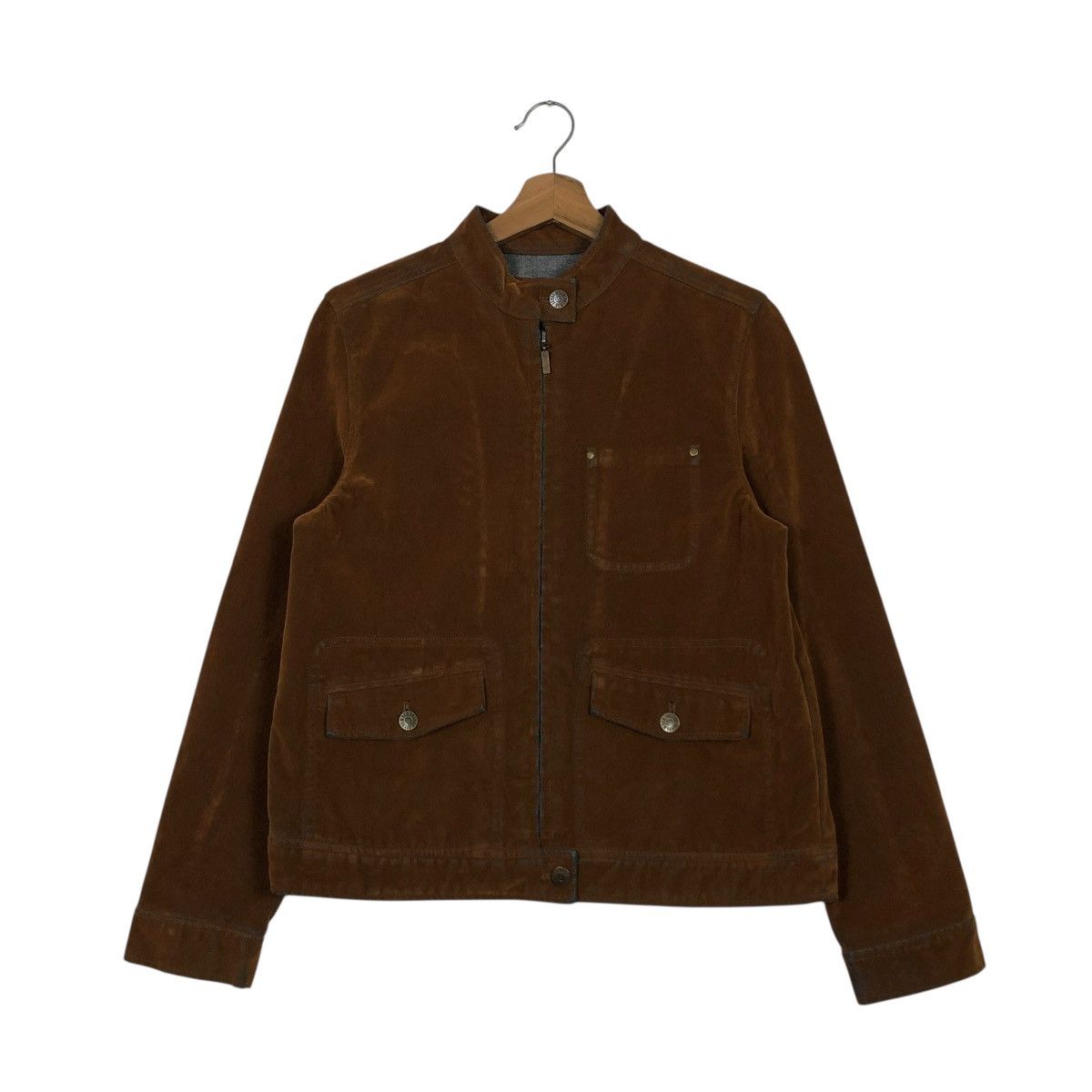 Japanese Brand 🔥RICH BROWN CROPPED CHORE BIKER JACKET SKY BOMBER Size US L / EU 52-54 / 3 - 3 Thumbnail
