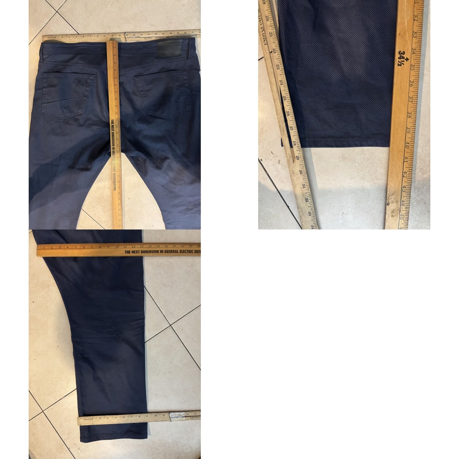 Vintage AG Adriano Goldschmied Everett Jeans Mens 44x33 Blue Slim Straight Geometric Denim 5-Pocket N/A Size US 44 / EU 60 - 8 Thumbnail