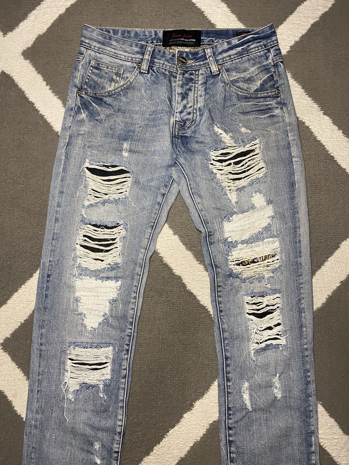 Designer × Vintage Men’s distressed Slim Fit Denim Pants Trousers Drill Size US 28 / EU 44 - 9 Thumbnail