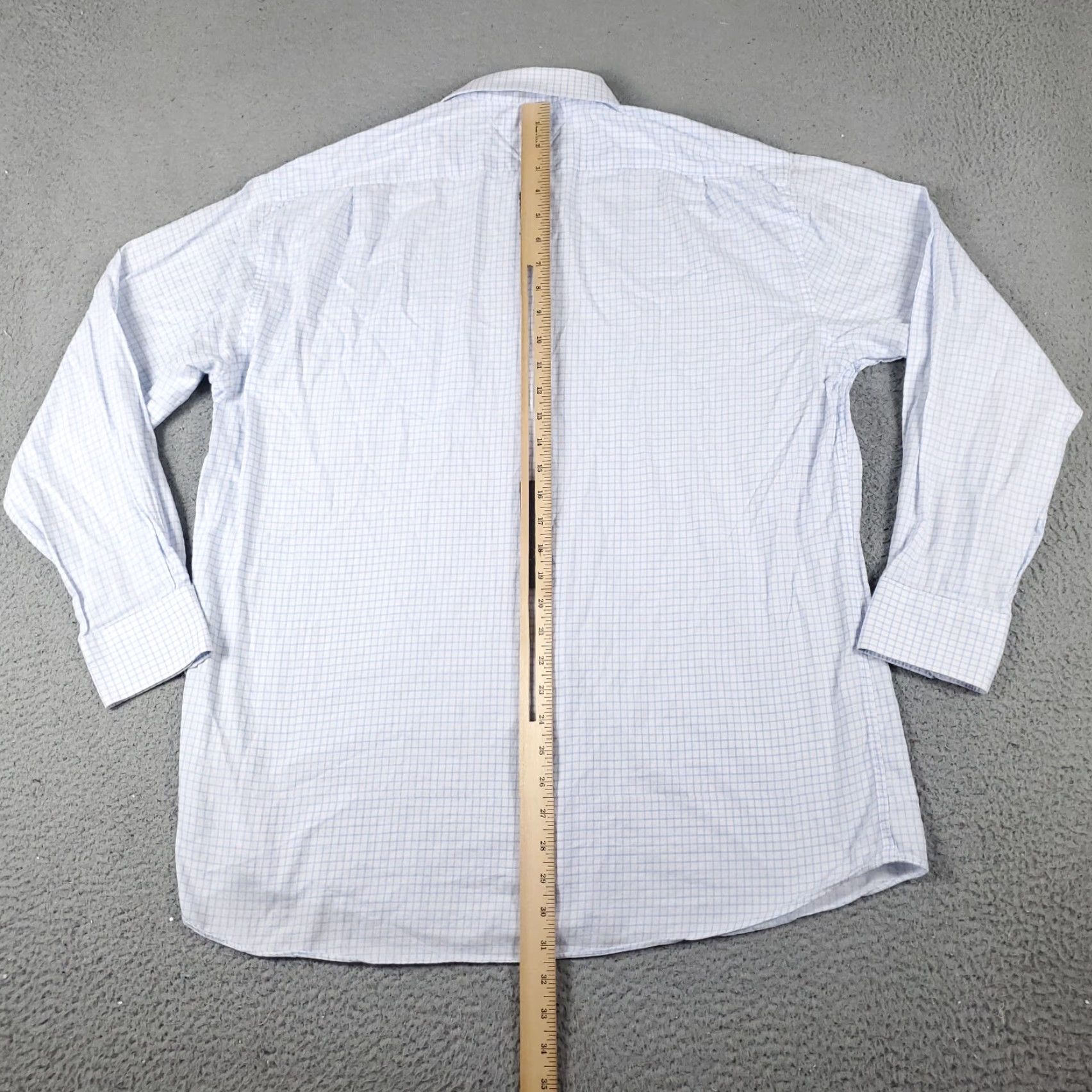 Tommy Hilfiger Tommy Hilfiger Dress Shirt Men 17 Blue White Check Button Up Long Sleeve Multi-Season Real Cotton Regular Fit Mens Size 46R - 3 Thumbnail