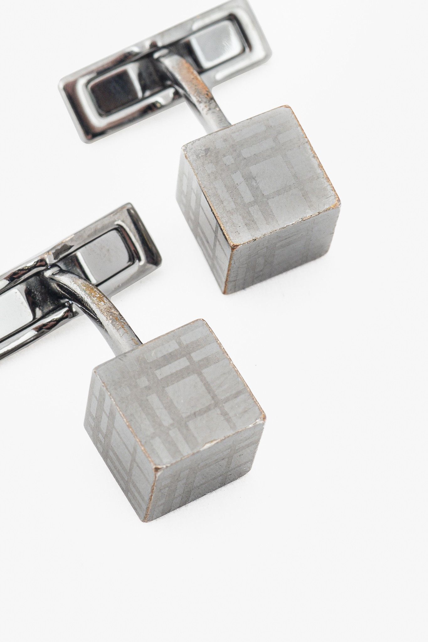 Burberry Burberry Gunmetal Check Cube Cufflinks Size ONE SIZE - 3 Thumbnail