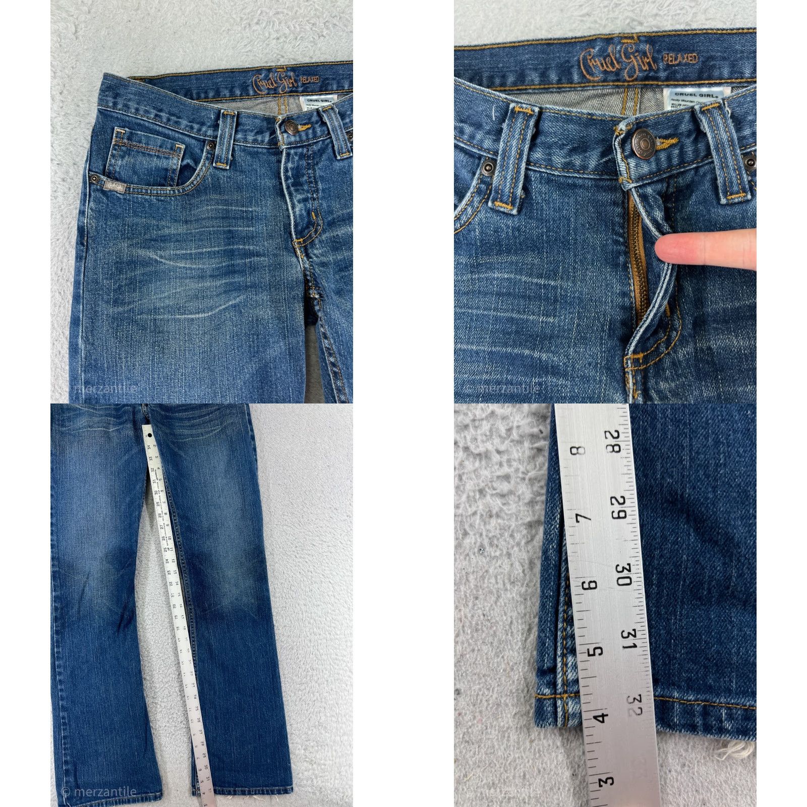 Vintage Cruel Girl Jeans Women's Blue Denim Bootcut 5 Pocket 32 Inseam cotton Size 27" / US 4 / IT 40 - 8 Thumbnail