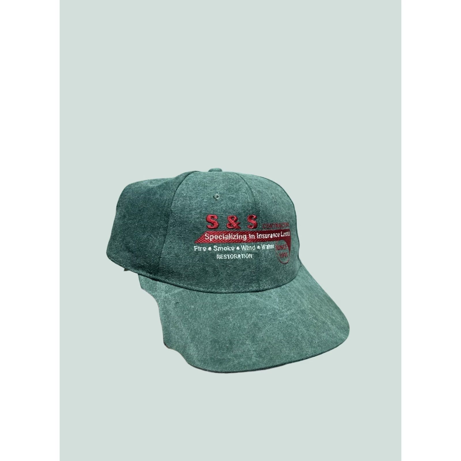 Vintage VINTAGE strapback hat cap S&S contracting insurance stone wash canvas green Men Adjustable Green Strapback Size ONE SIZE - 1 Thumbnail