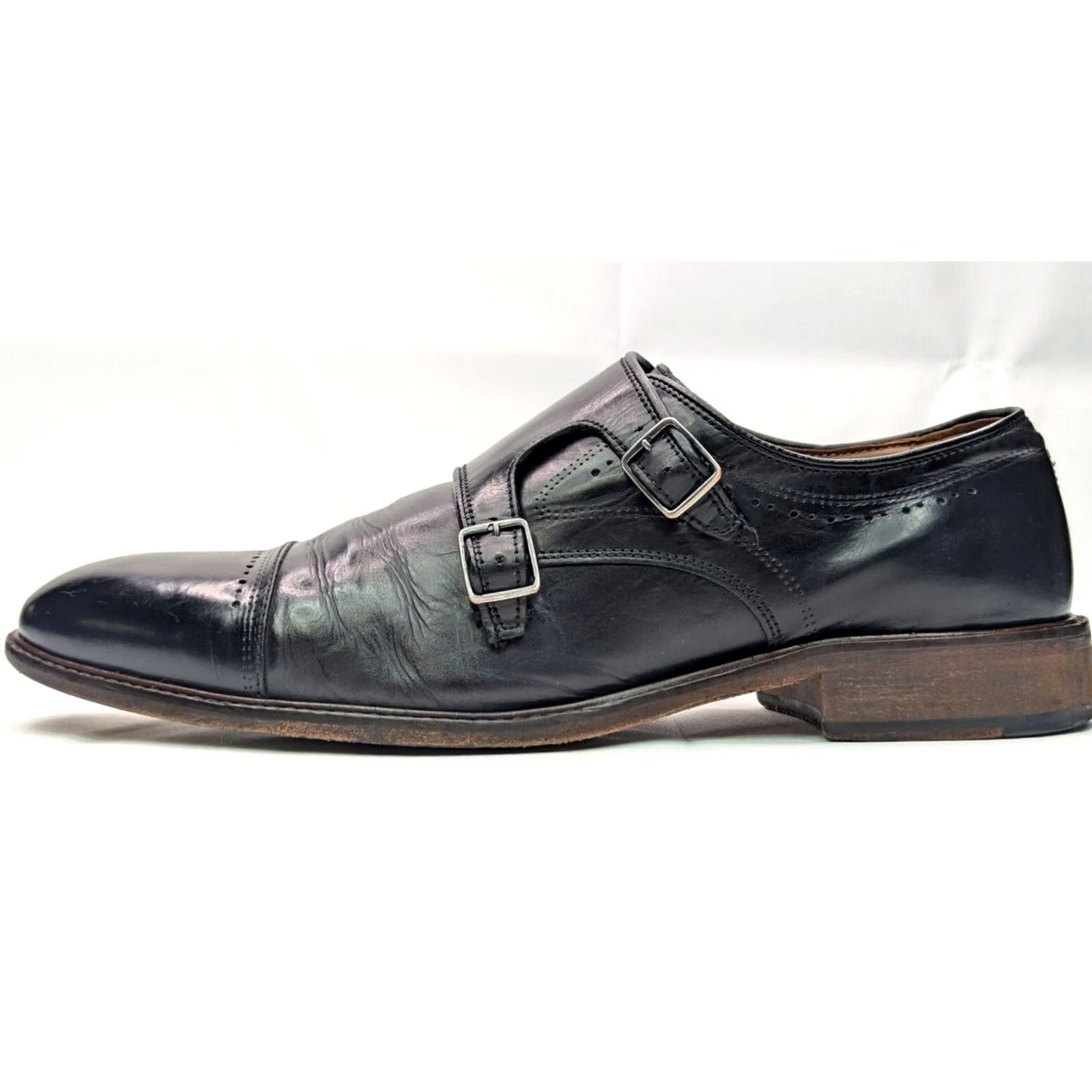 Johnston & Murphy Johnston & Murphy Monk Strap Double Buckle Cap Toe Loafer Mens 9.5 Black Size ONE SIZE - 6 Thumbnail