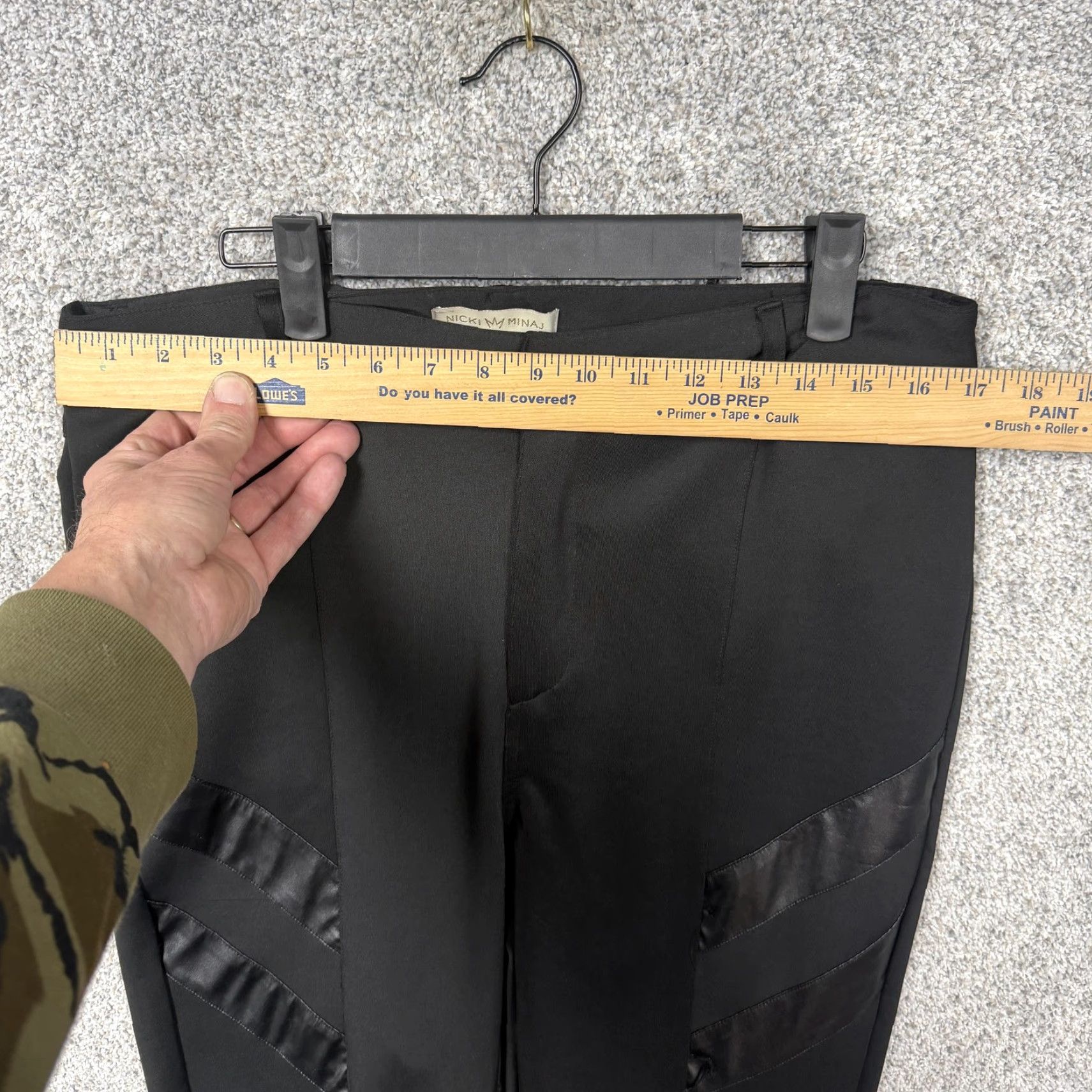 Vintage Nicki Minaj Pants Women XL 34x31 Black Satin Faux Leather Skinny Moto Street New Size 40" / US 18 - 4 Thumbnail