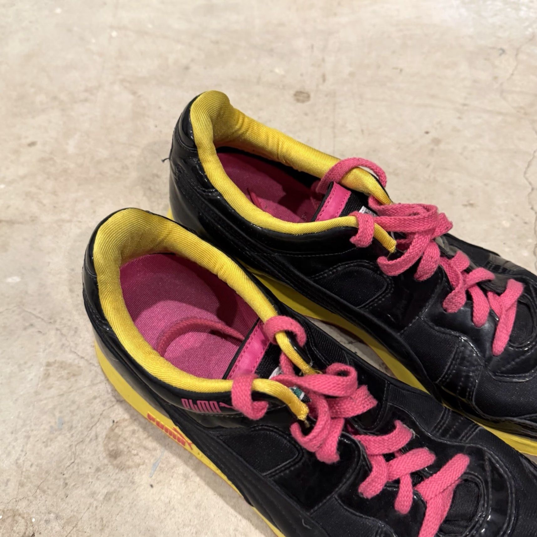 Puma PUMA R-System Sneaker Black Pink Yellow Mens Size 13 345569-02 Size US 12 / EU 45 - 3 Thumbnail