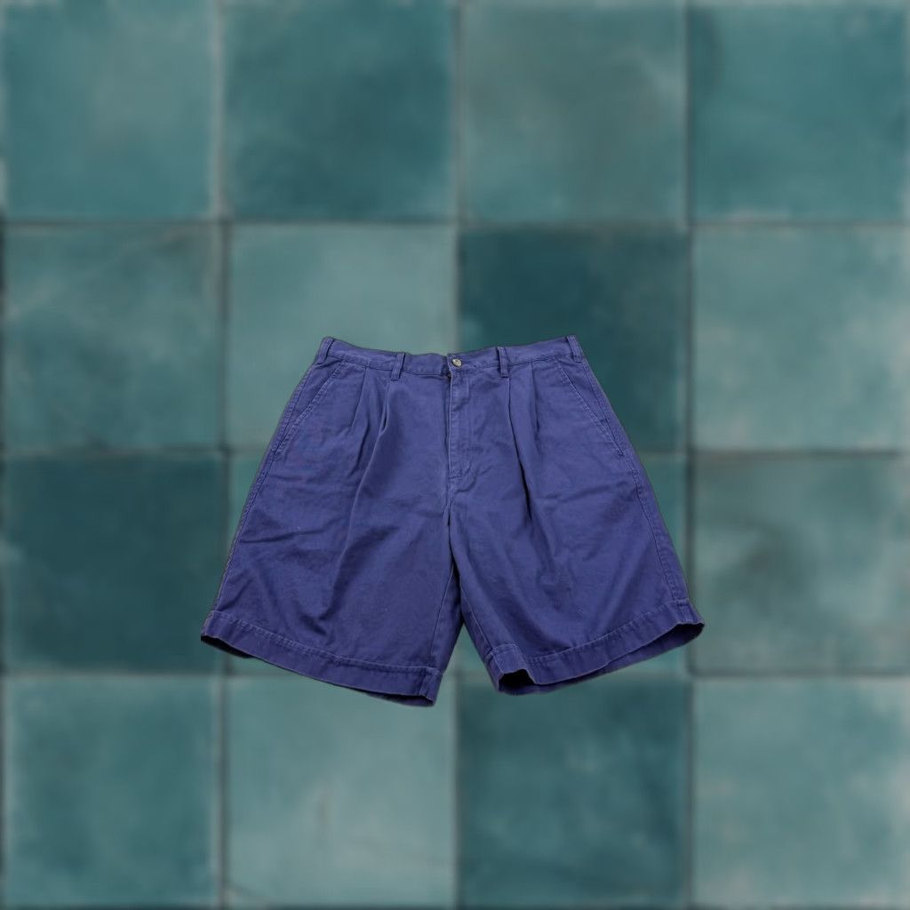 Eddie Bauer Eddie Bauer Shorts Mens 35 Blue Cotton Pleated Chino Casual Golf Shorts Size US 35 - 1 Thumbnail