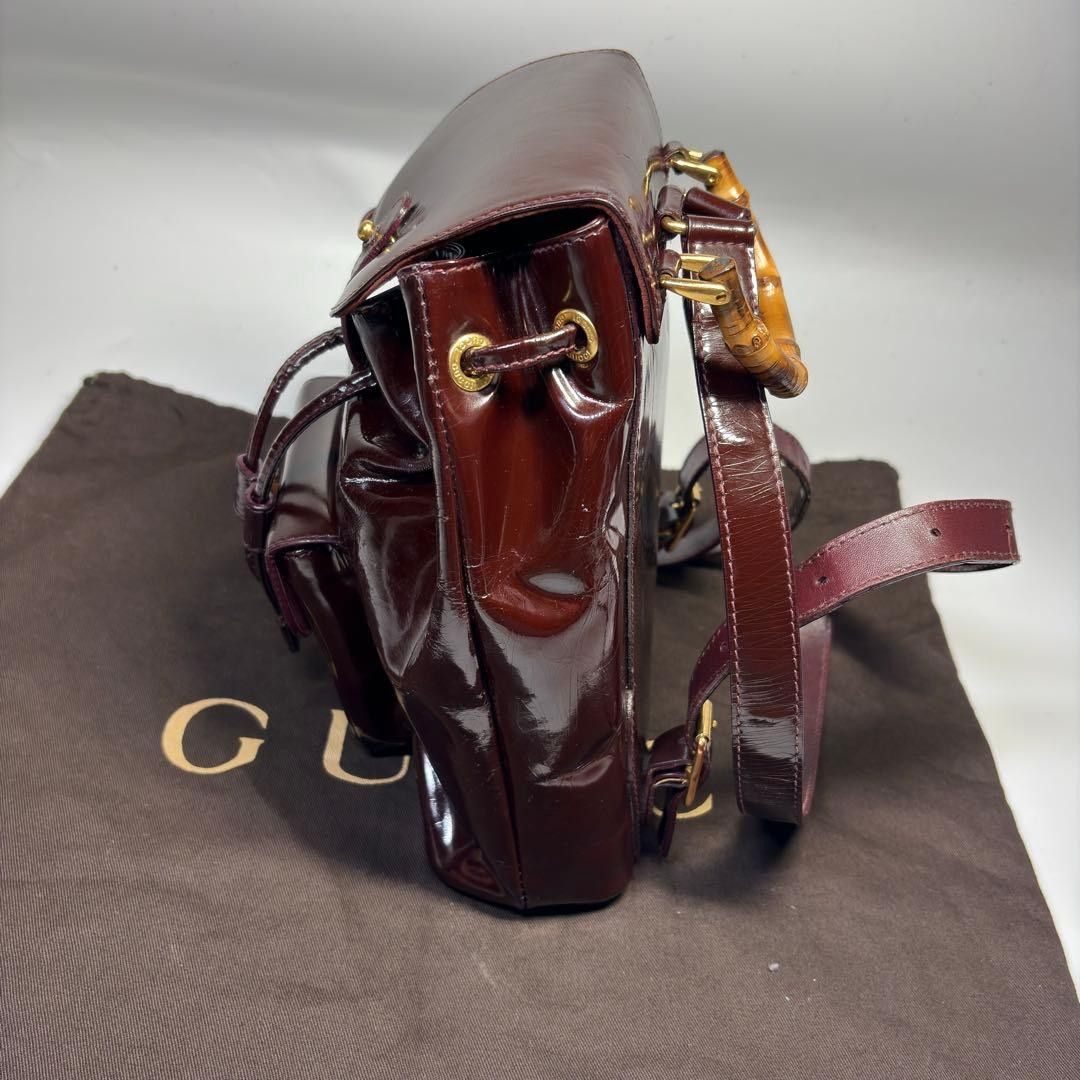 Gucci Gucci - Patent Leather Bamboo Mini Rucksack Bag Preloved Size ONE SIZE - 4 Thumbnail