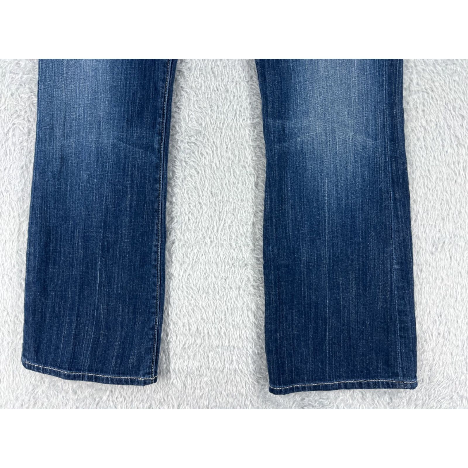 Express Express Jeans Womens Jeans Flared 26x28 Blue Denim Low Rise 0 Regular Cotton Elastane 5-Pocket Mens Womens Size 25" / US 0 / IT 36 - 2 Thumbnail