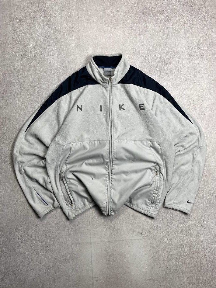 Vintage Nike Spellout Fleece Nylon Sherpa Jacket Y2K L